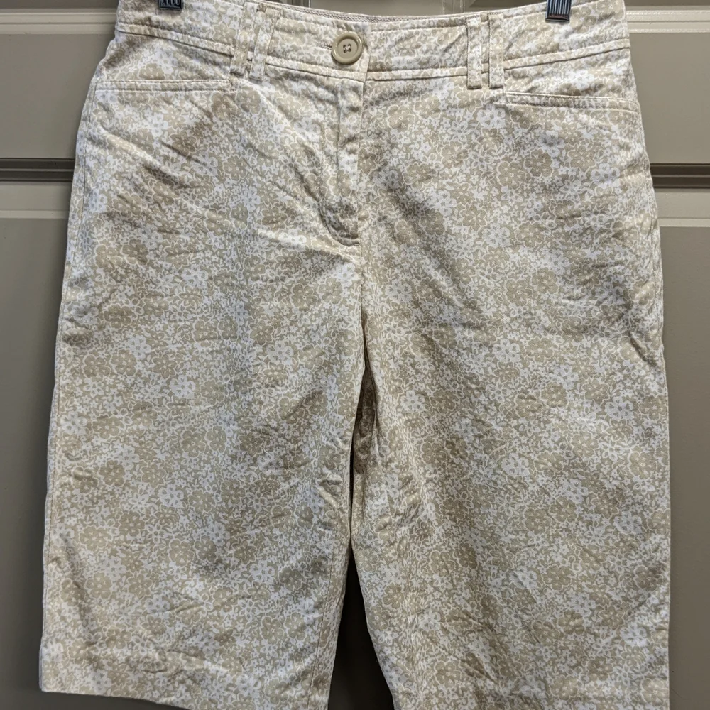 Counterparts Tan/White Floral Cotton Blend Bermuda Shorts - 6P